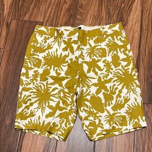 J. Crew Women's Yellow and White Patterned Shorts